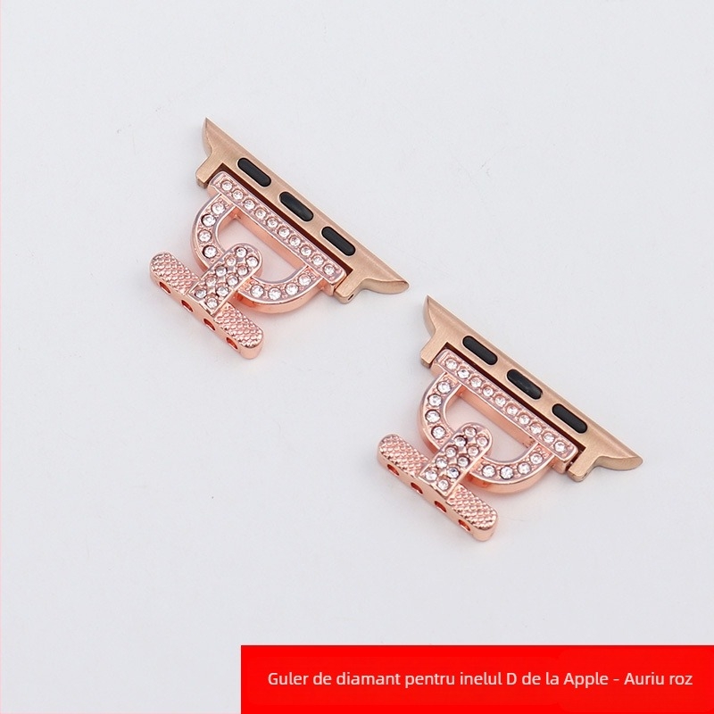 Conector cataramă cu mărgele pentru curea Apple Watch – metal, închidere snap, dimensiune interfețe personalizată, 10 g