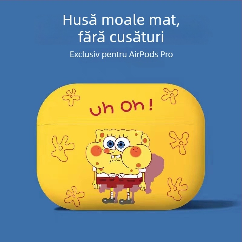 Carcasă TPU pentru AirPods Pro 2, Apple – stil Cartoon, finisaj spray, compatibil cu Apple, suport pentru personalizare