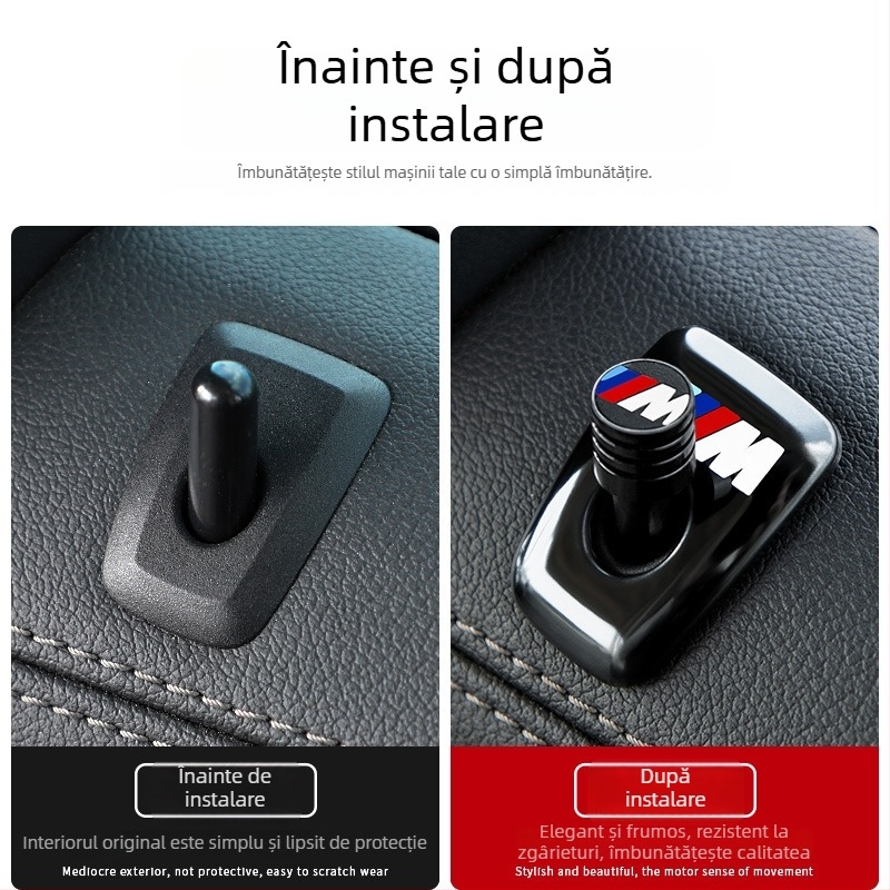 Capac metalic pentru butonul de blocare BMW — compatibil cu seriile 3, 5, X3, X5, X1, cu logo tipărit
