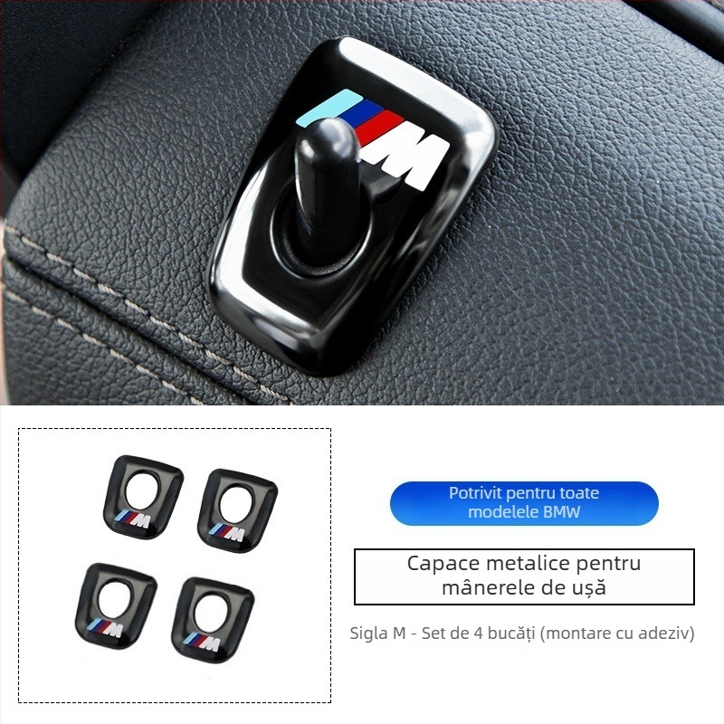 Capac metalic pentru butonul de blocare BMW — compatibil cu seriile 3, 5, X3, X5, X1, cu logo tipărit