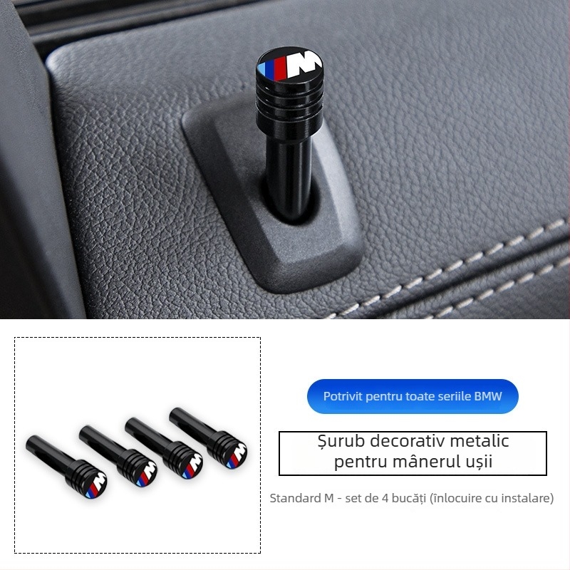 Capac metalic pentru butonul de blocare BMW — compatibil cu seriile 3, 5, X3, X5, X1, cu logo tipărit