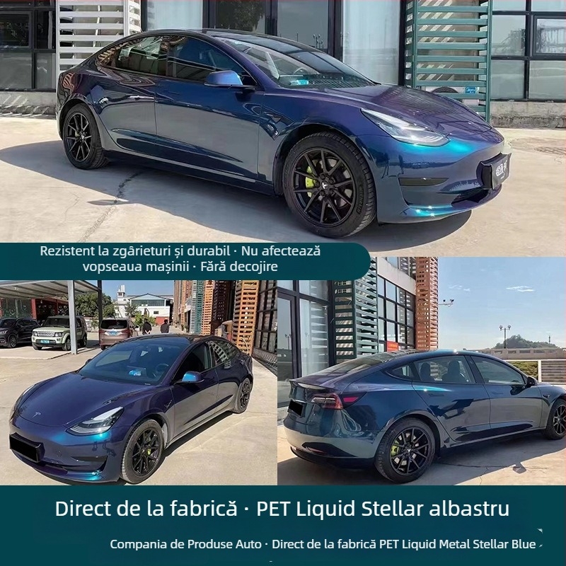 Film de schimbare a culorii pentru mașină – material PET, lățime 1,52 m, grosime 0,12–0,16 mm, acoperire pentru întreg vehicul, procesare personalizată