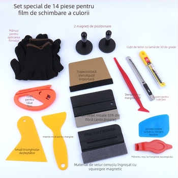 Set de scrapers pentru folie auto cu deerskin wool edge scraper pentru film transparent (material PP, brand STR TOOLS, Car washer)