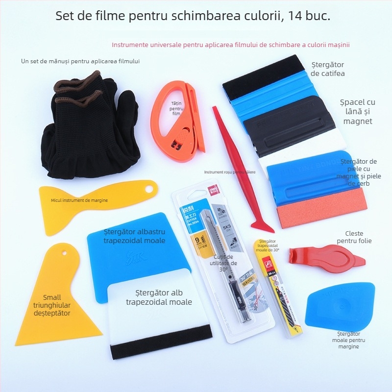 Set de scrapers pentru folie auto cu deerskin wool edge scraper pentru film transparent (material PP, brand STR TOOLS, Car washer)