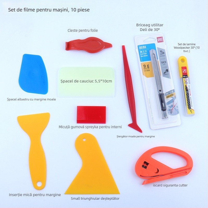 Set de scrapers pentru folie auto cu deerskin wool edge scraper pentru film transparent (material PP, brand STR TOOLS, Car washer)