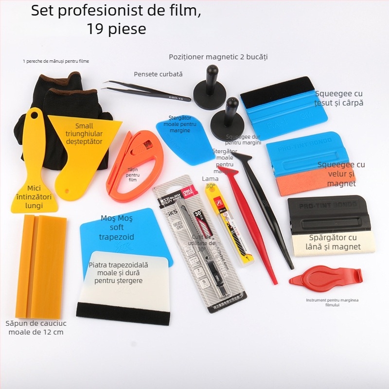 Set de scrapers pentru folie auto cu deerskin wool edge scraper pentru film transparent (material PP, brand STR TOOLS, Car washer)