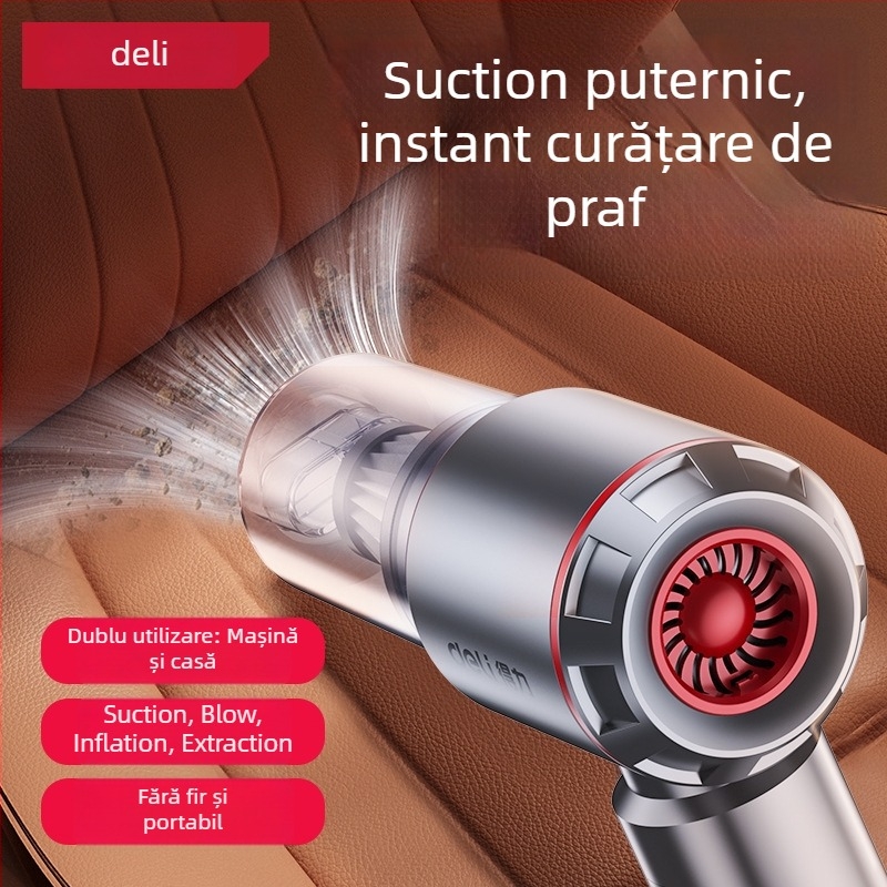 Aspirator de mână pentru mașină și casă, fără fir, reîncărcabil, 7.4V 120W, aspirație 4000Pa