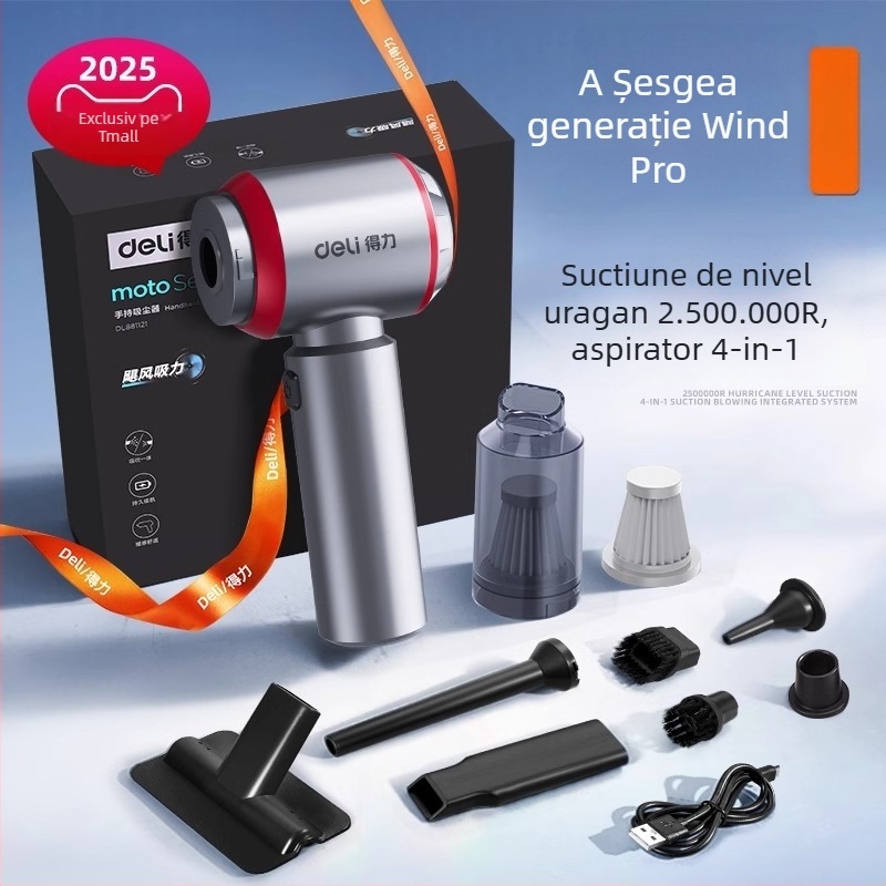 Aspirator de mână pentru mașină și casă, fără fir, reîncărcabil, 7.4V 120W, aspirație 4000Pa