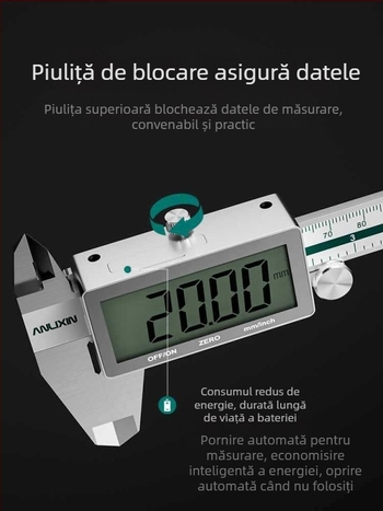 Caliper digital din oțel inoxidabil pentru măsurarea adâncimii, precizie înaltă