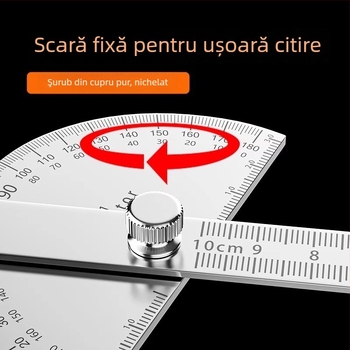 Neck Strength Oțel inoxidabil, precizie înaltă, protractor unghiular cu riglă multifuncțională pentru tâmplărie și uz industrial