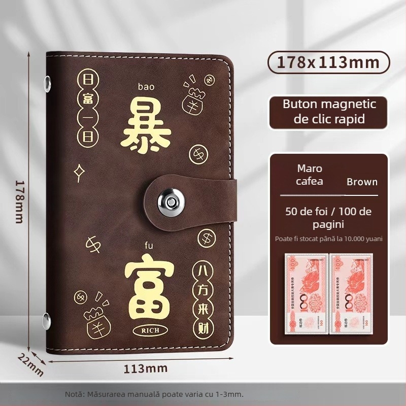 Caiet de notițe Jing yan - husă din piele artificială, pagini interioare transparente, 100-200 pagini, stil retro minimalist de nișă