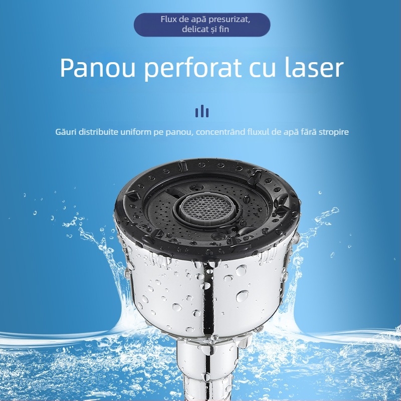 Adaptor/extenșie pentru robinet de chiuvetă, cap de prelungire rotativ, oțel inoxidabil 201, model OC04-1, construcție triplă, deschidere în spirală, temperatură de lucru 100°C
