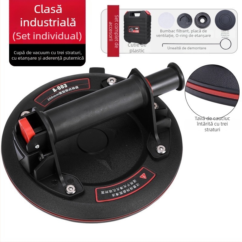 Suport de ridicare cu ventuză vacuum, manual și electric, cu baterie litiu, reumplere automată a aerului, pentru sticlă și plăci ceramice