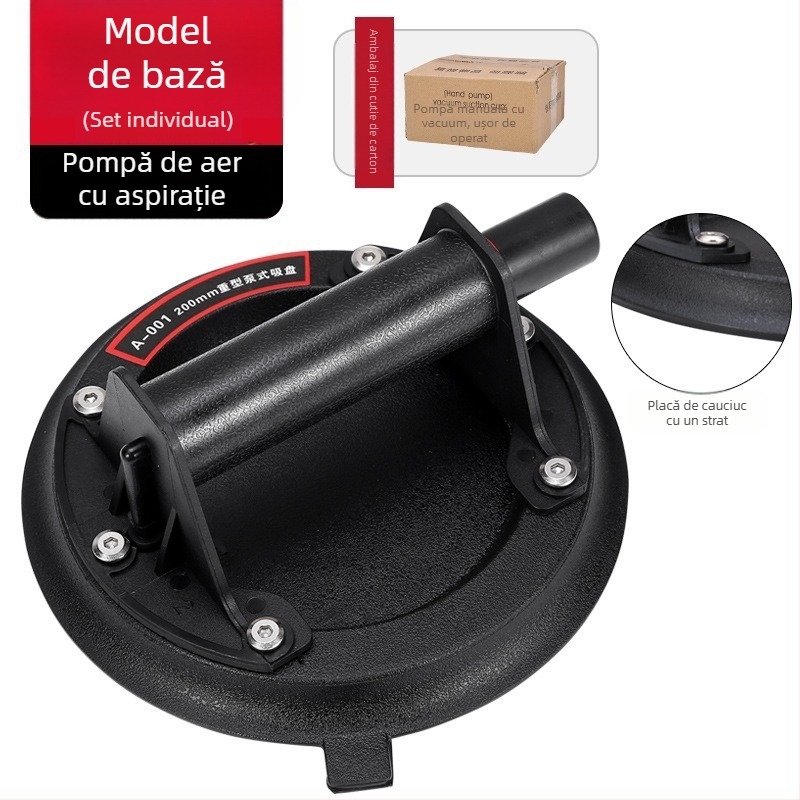 Suport de ridicare cu ventuză vacuum, manual și electric, cu baterie litiu, reumplere automată a aerului, pentru sticlă și plăci ceramice