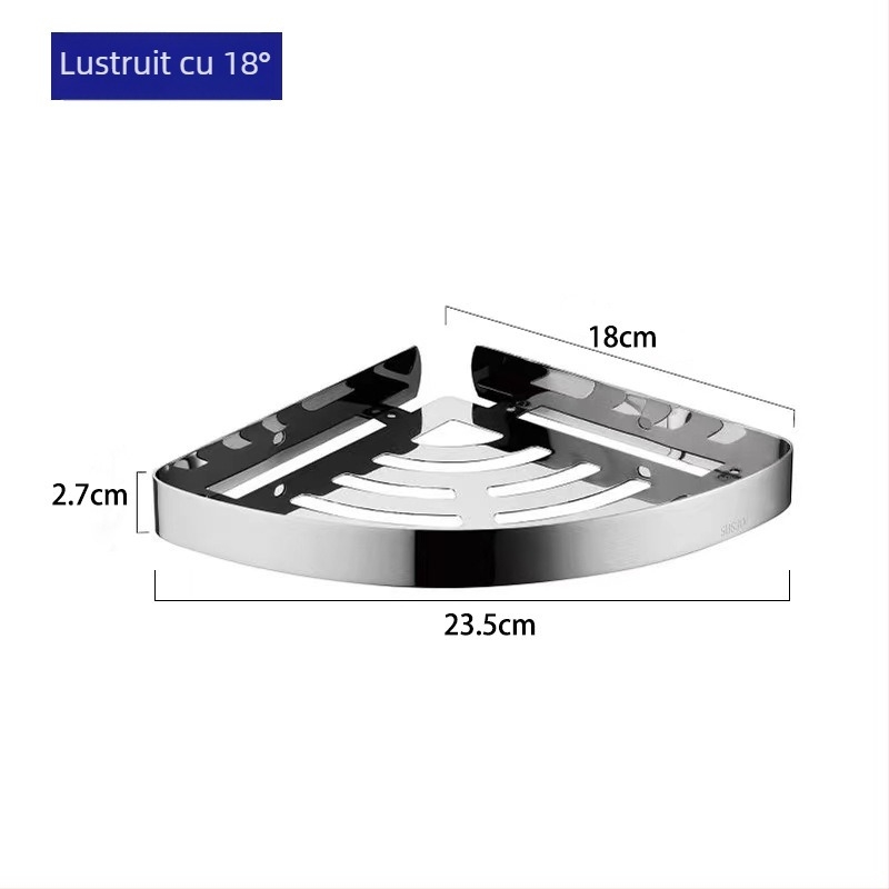 Raft de colț din oțel inoxidabil, suprafață lustruită, încărcătură de 10 kg, colț cu formă de ventilator, marca Hundred Camps