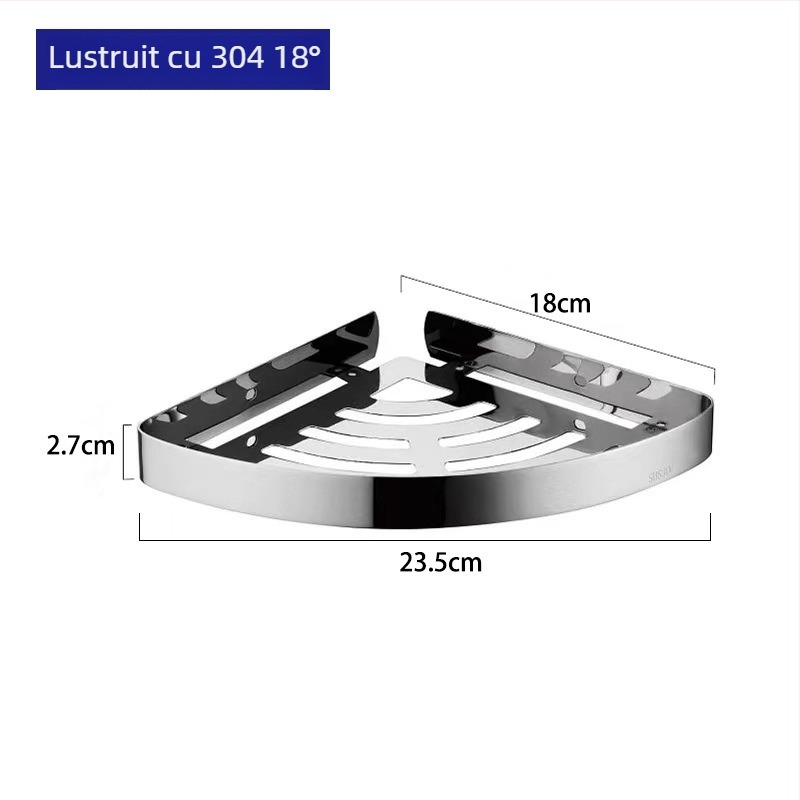 Raft de colț din oțel inoxidabil, suprafață lustruită, încărcătură de 10 kg, colț cu formă de ventilator, marca Hundred Camps
