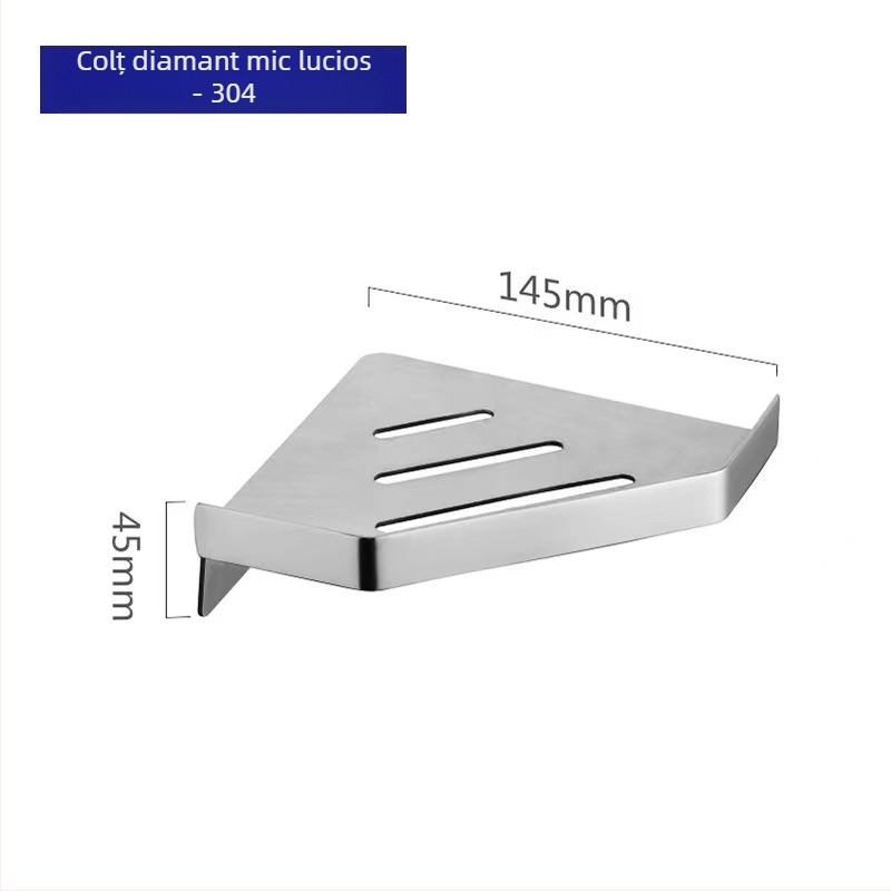 Raft de colț din oțel inoxidabil, suprafață lustruită, încărcătură de 10 kg, colț cu formă de ventilator, marca Hundred Camps