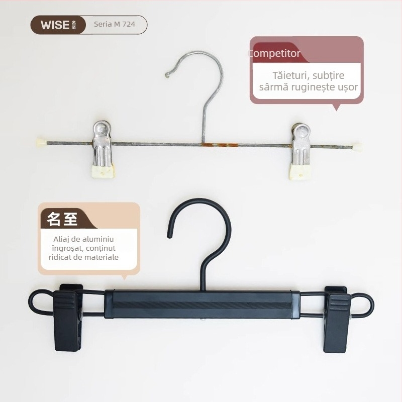 Suport pentru pantaloni din aliaj de aluminiu, clemă mobilă antiderapantă pentru garderobă