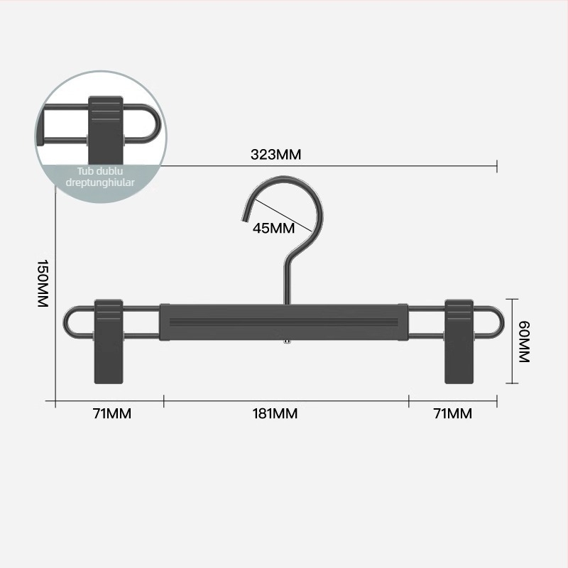 Suport pentru pantaloni din aliaj de aluminiu, clemă mobilă antiderapantă pentru garderobă