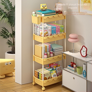 Xinmao Căruț din plastic, mobil, 5 etaje, pentru bucătărie și birou, organizator pentru copii în stil desen animat
