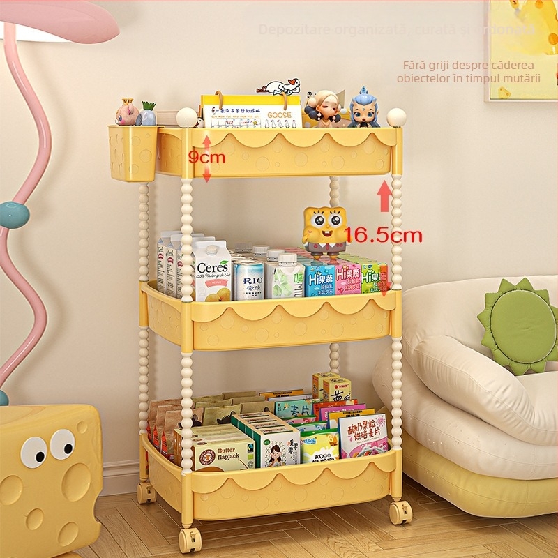 Xinmao Căruț din plastic, mobil, 5 etaje, pentru bucătărie și birou, organizator pentru copii în stil desen animat
