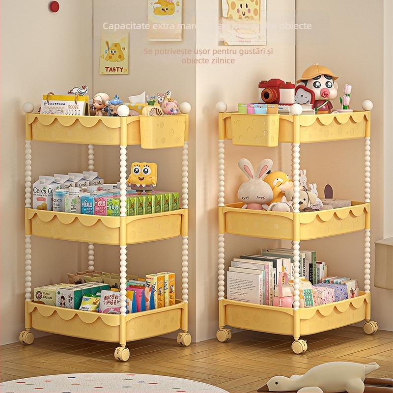 Xinmao Căruț din plastic, mobil, 5 etaje, pentru bucătărie și birou, organizator pentru copii în stil desen animat