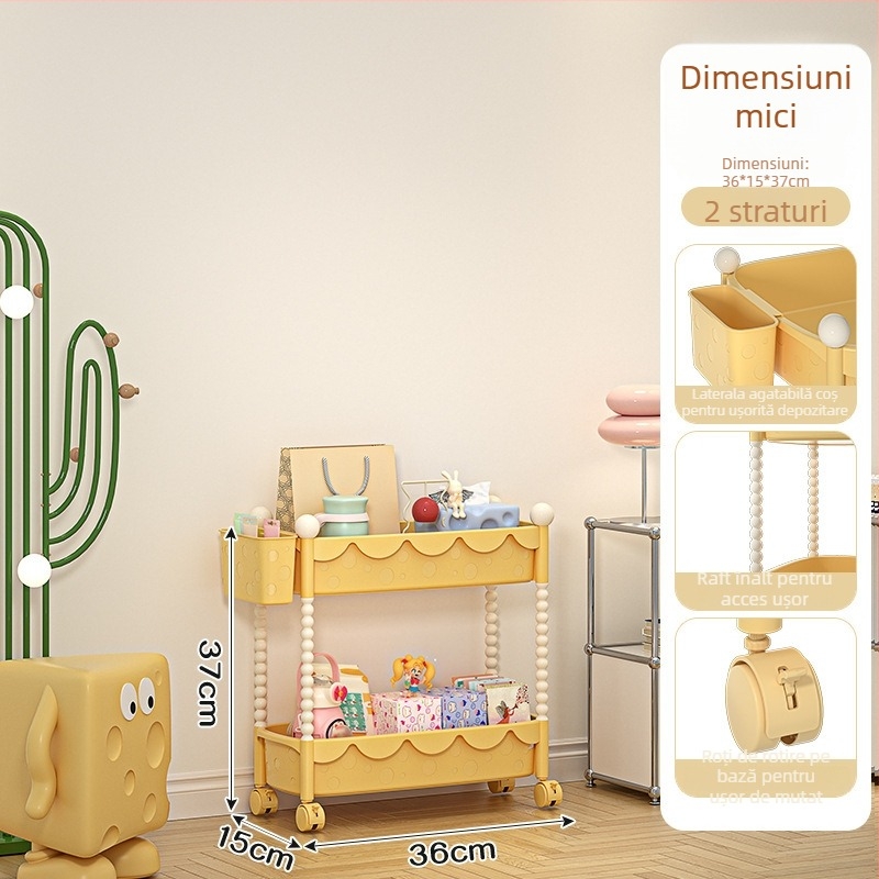 Xinmao Căruț din plastic, mobil, 5 etaje, pentru bucătărie și birou, organizator pentru copii în stil desen animat