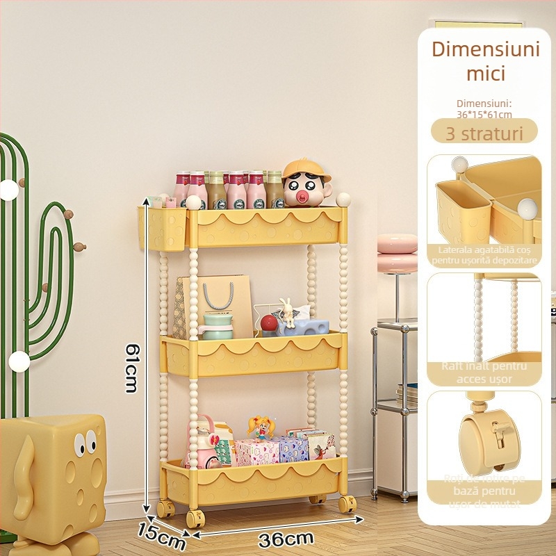 Xinmao Căruț din plastic, mobil, 5 etaje, pentru bucătărie și birou, organizator pentru copii în stil desen animat
