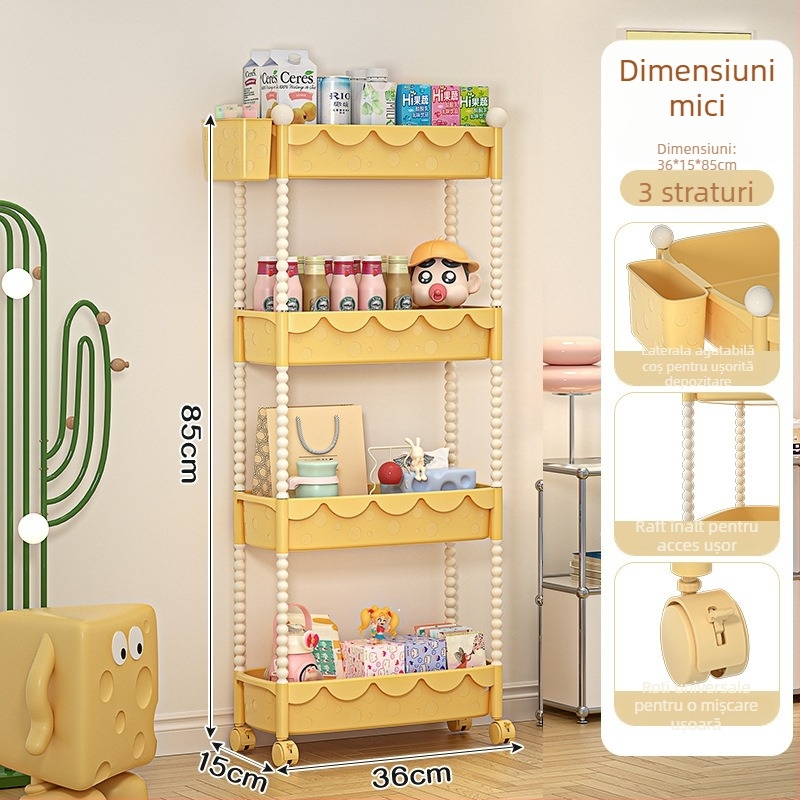 Xinmao Căruț din plastic, mobil, 5 etaje, pentru bucătărie și birou, organizator pentru copii în stil desen animat