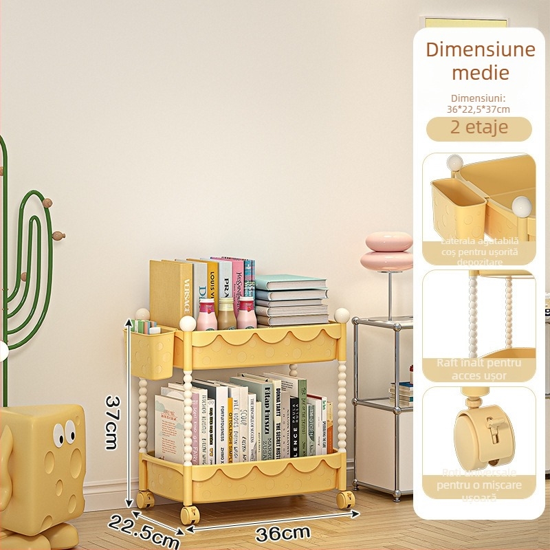 Xinmao Căruț din plastic, mobil, 5 etaje, pentru bucătărie și birou, organizator pentru copii în stil desen animat