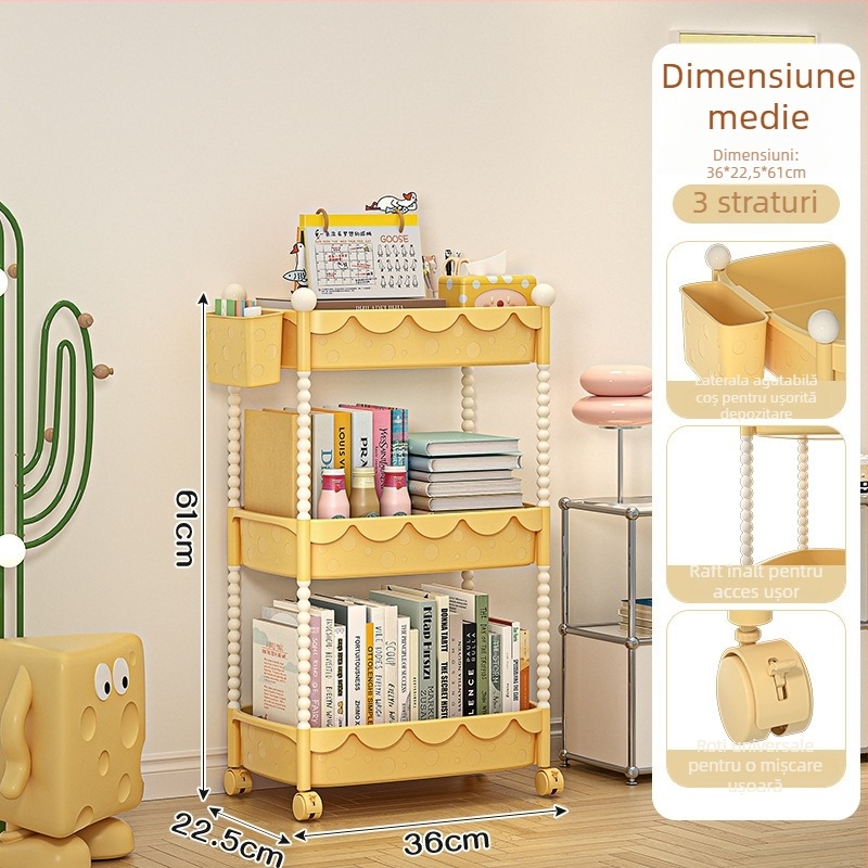 Xinmao Căruț din plastic, mobil, 5 etaje, pentru bucătărie și birou, organizator pentru copii în stil desen animat