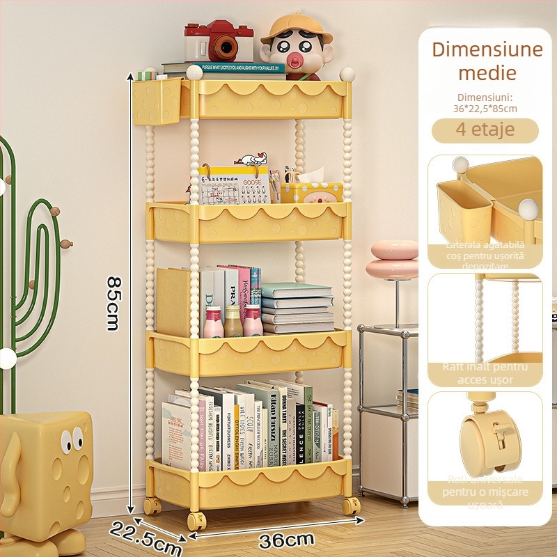 Xinmao Căruț din plastic, mobil, 5 etaje, pentru bucătărie și birou, organizator pentru copii în stil desen animat