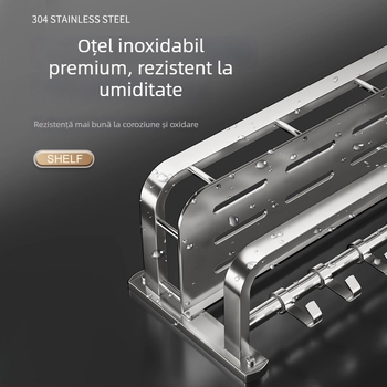 Raft de depozitare pentru baie montat pe perete, oțel inoxidabil, finisaj lucios, 1–3 niveluri, stil modern minimalist, Aochler model 000
