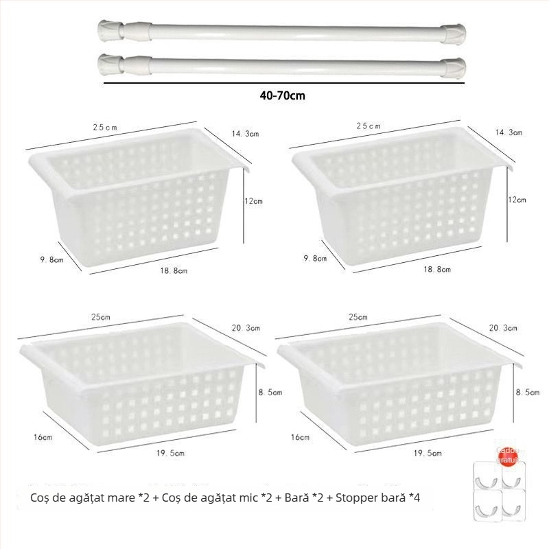 Raft extensibil sub chiuvetă pentru bucătărie, fără găuri, organizator de dulap, raft de colț pentru baie