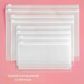 Sacoșă transparentă de documente din PP cu fermoar, impermeabilă, pentru documente imobiliare