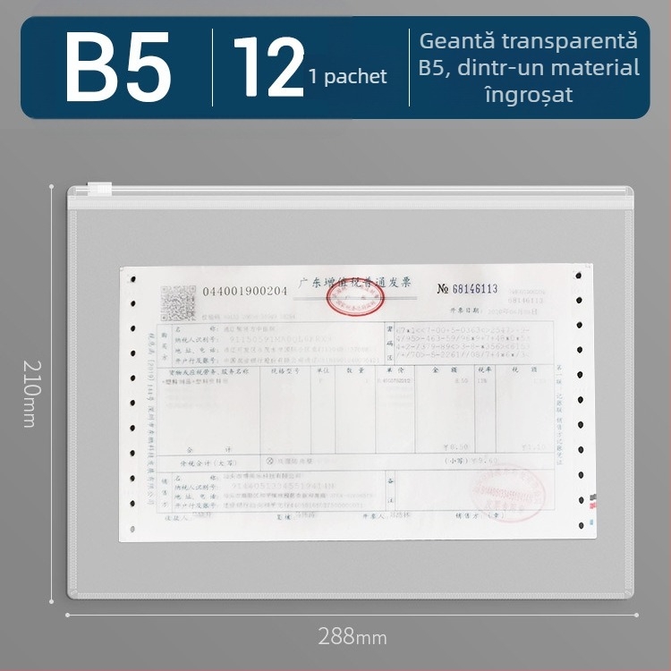 Sacoșă transparentă de documente din PP cu fermoar, impermeabilă, pentru documente imobiliare