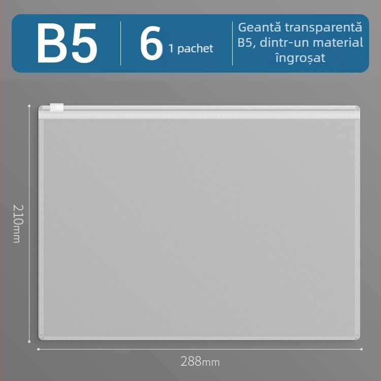 Sacoșă transparentă de documente din PP cu fermoar, impermeabilă, pentru documente imobiliare