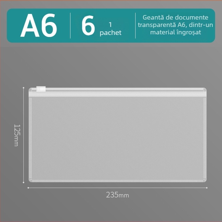 Sacoșă transparentă de documente din PP cu fermoar, impermeabilă, pentru documente imobiliare