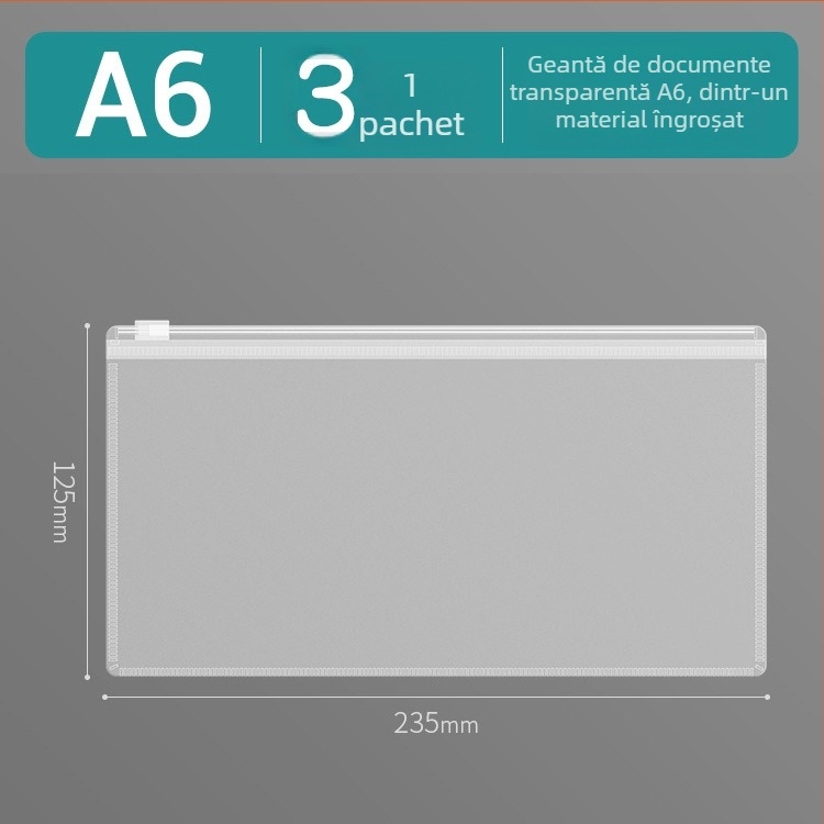 Sacoșă transparentă de documente din PP cu fermoar, impermeabilă, pentru documente imobiliare
