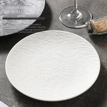Farfurie plată din ceramică, stil japonez, rotundă, compatibilă cu microundele, posibilitatea imprimării logo-ului