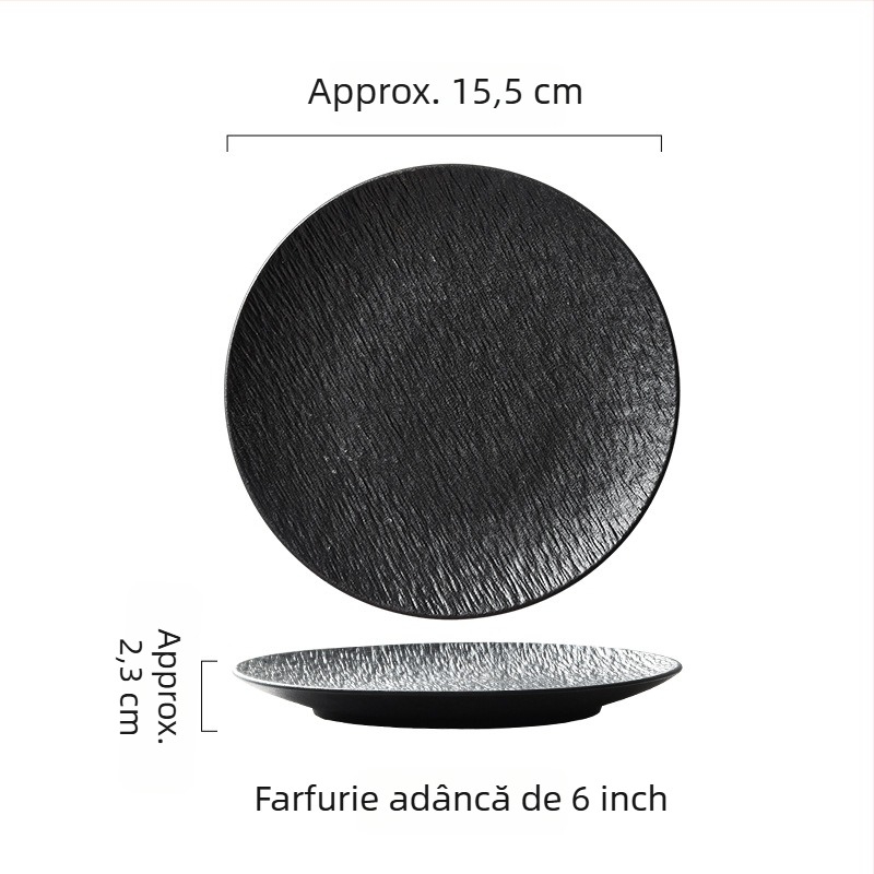 Farfurie plată din ceramică, stil japonez, rotundă, compatibilă cu microundele, posibilitatea imprimării logo-ului