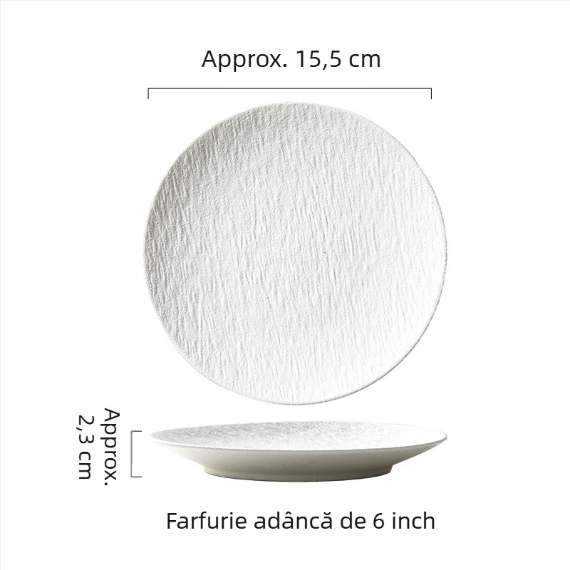 Farfurie plată din ceramică, stil japonez, rotundă, compatibilă cu microundele, posibilitatea imprimării logo-ului