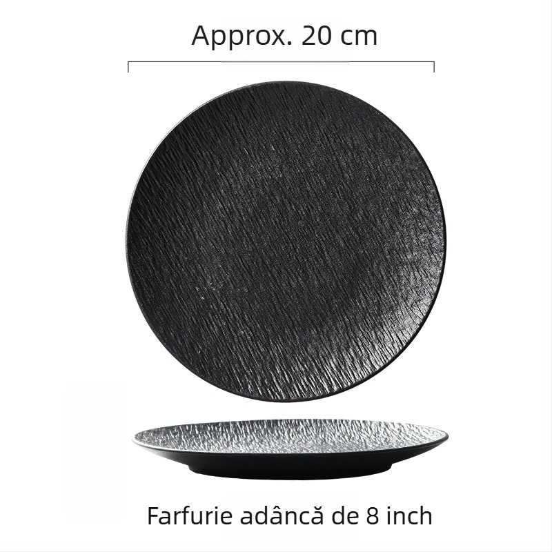 Farfurie plată din ceramică, stil japonez, rotundă, compatibilă cu microundele, posibilitatea imprimării logo-ului