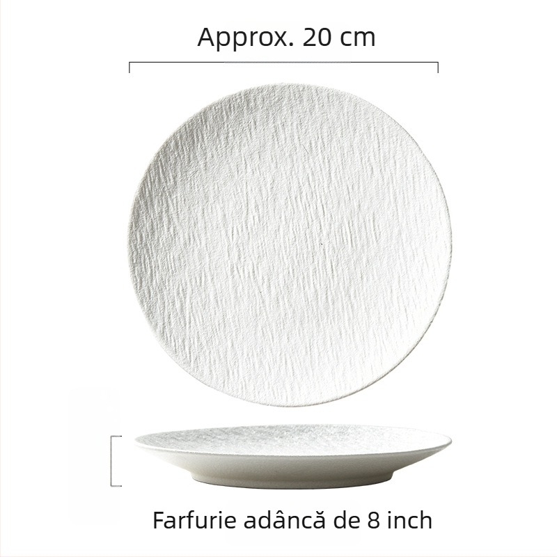Farfurie plată din ceramică, stil japonez, rotundă, compatibilă cu microundele, posibilitatea imprimării logo-ului