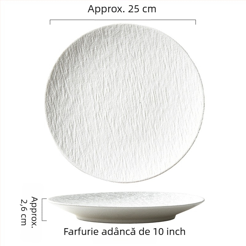 Farfurie plată din ceramică, stil japonez, rotundă, compatibilă cu microundele, posibilitatea imprimării logo-ului