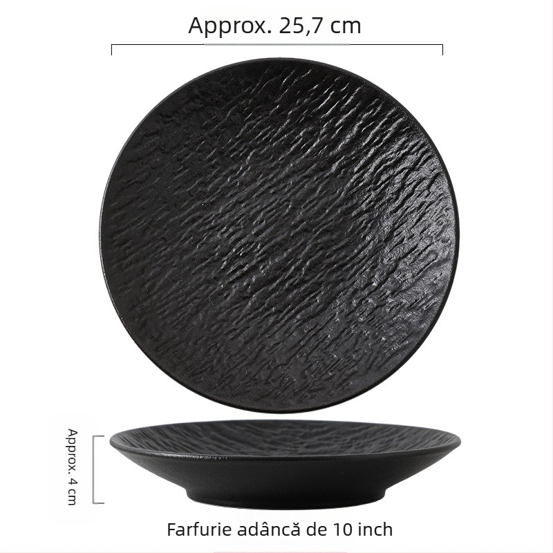 Farfurie plată din ceramică, stil japonez, rotundă, compatibilă cu microundele, posibilitatea imprimării logo-ului