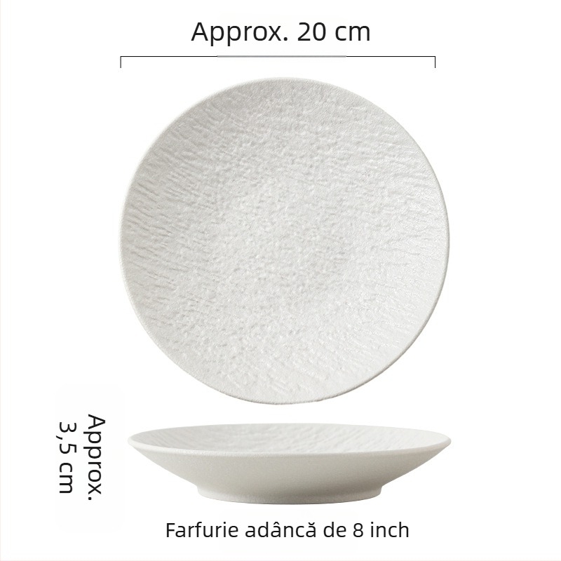 Farfurie plată din ceramică, stil japonez, rotundă, compatibilă cu microundele, posibilitatea imprimării logo-ului