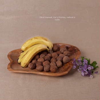 Farfurie de masă din lemn – Formă neregulată, suprafață vopsită, imprimare logo, personalizabilă