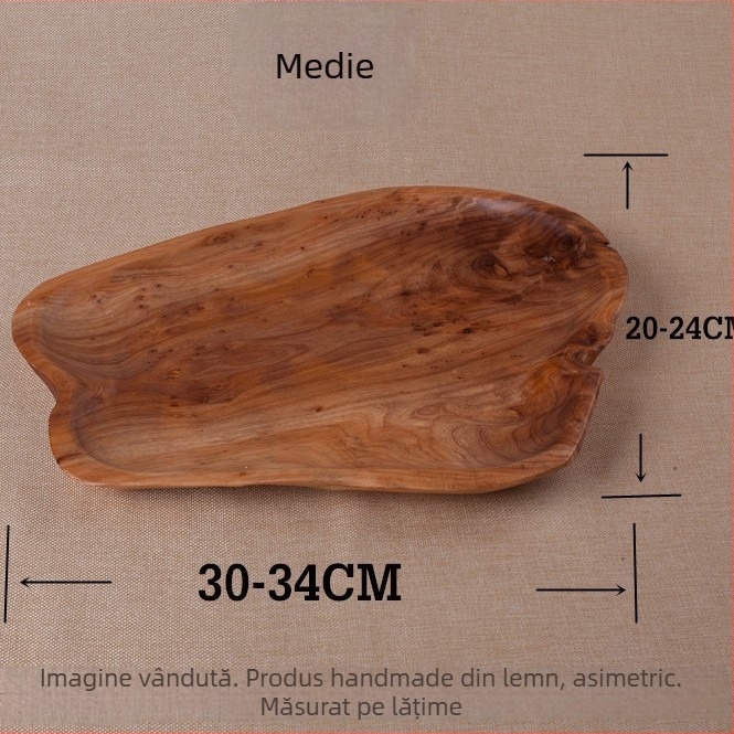 Farfurie de masă din lemn – Formă neregulată, suprafață vopsită, imprimare logo, personalizabilă