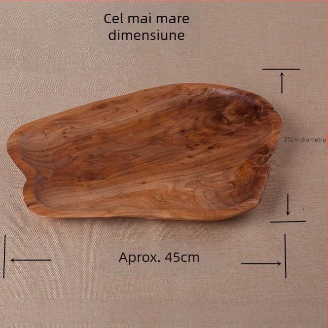 Farfurie de masă din lemn – Formă neregulată, suprafață vopsită, imprimare logo, personalizabilă